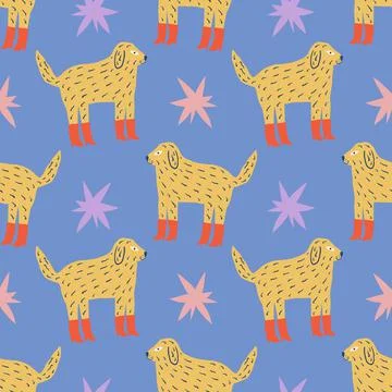 Vector clipart dog seamless pattern. Dogs breed. Stock Illustration
