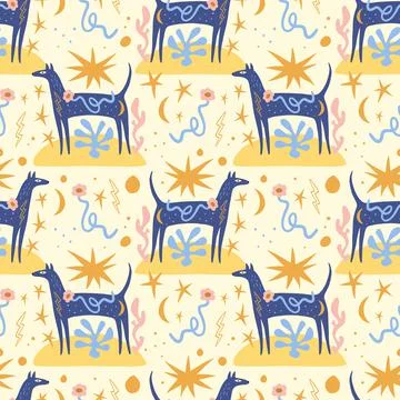 Vector clipart dog seamless pattern. Dogs breed. イラスト素材