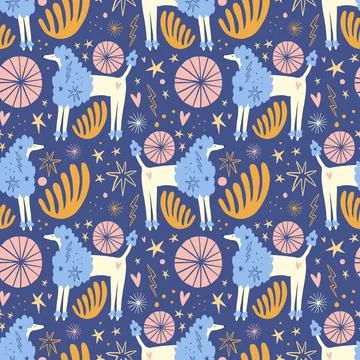 Vector clipart dog seamless pattern. Dogs breed. イラスト素材