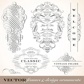 Vector clipart fancy ornament frames set Иллюстрация