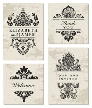 Vector clipart ornament frames with distress backgrounds Иллюстрация