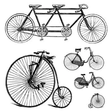 Vector clipart retro bicycle set Иллюстрация