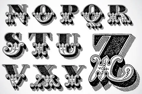 Vector clipart retro font set Stock Illustration