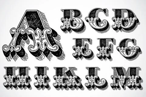 Vector clipart retro font set Иллюстрация