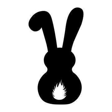 Vector clipart of the sitting rabbit. View from the back. EPS10 イラスト素材