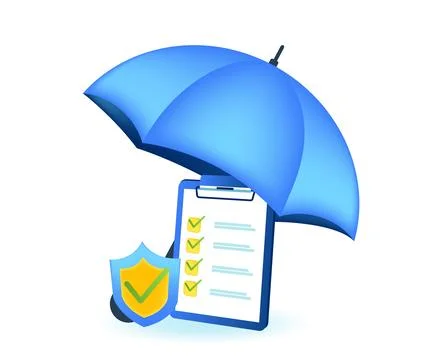 Vector of a clipboard and application form with check marks under the umbrell Stock Illustration