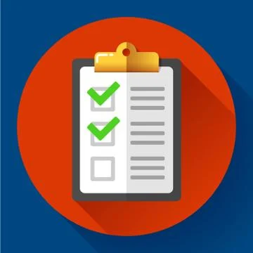 Vector clipboard with green checklist icon flat Stock Illustration