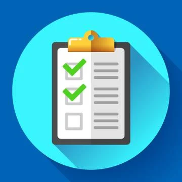 Vector clipboard with green checklist icon flat Stock-Illustration