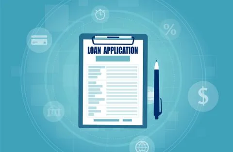 Vector of a clipboard with a loan application form Stock Illustration