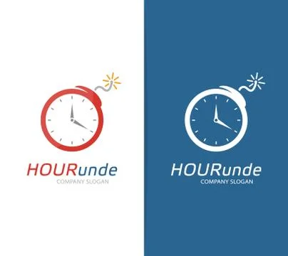 Vector clock and bomb logo combination. Explosion and timer symbol or icon Stock Illustration