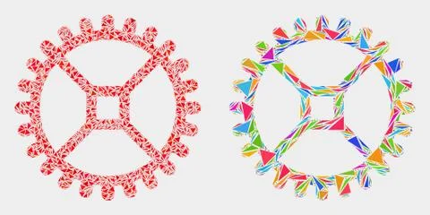 Vector Clock Gear Mosaic Icon of Triangle Items イラスト素材