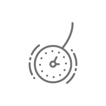 Vector clock for hypnosis, pendulum line icon. Stock Illustration