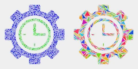 Vector Clock Setup Wheel Mosaic Icon of Triangle Elements Illustrazione stock