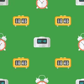 Vector clock watches seamless pattern. 스톡 일러스트