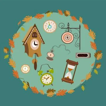 Vector clocks collection Stock Illustration