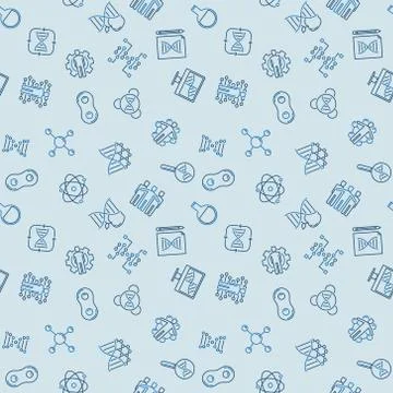 Vector Cloning blue seamless pattern in outline style Stockillustratie