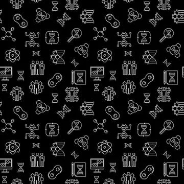 Vector Cloning concept dark outline seamless pattern Stock Illustration