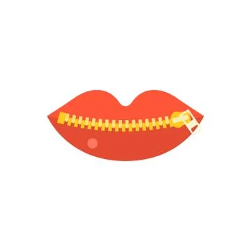 Vector closed zipper mouth , flat design Illustrazione stock