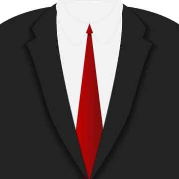 Vector : Closeup black suit and red tie Stock Illustration