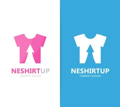 Vector of cloth and arrow up logo combination. Shirt and growth symbol or icon Ilustração Stock