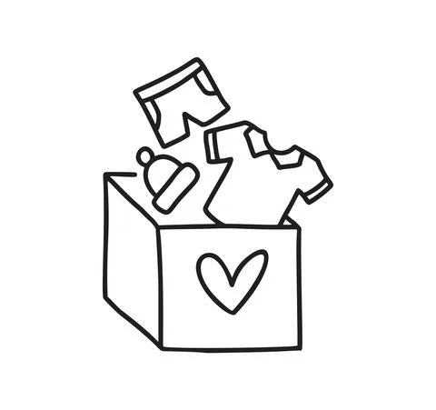 Vector Clothes donating linear icon. Thin monoline illustration. Donation box Stock Illustration