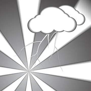 Vector : Cloud and bolt paper style background Stock Illustration