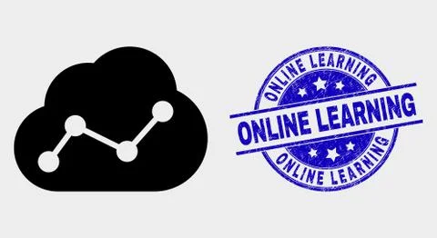 Vector Cloud Chart Icon and Distress Online Learning Watermark Stockillustratie
