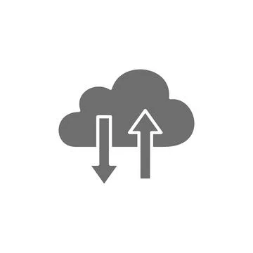Vector cloud computing, data transfer grey icon. イラスト素材