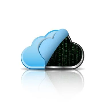 Vector cloud computing icon with binary code Stock Illustration