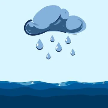 Vector cloud with falling rain sea Ilustração Stock