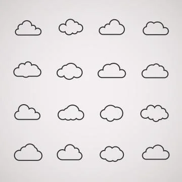 Vector cloud icons shapes set  for computing web and app Illustrazione stock