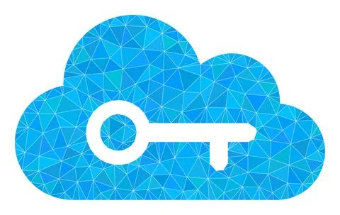 Vector Cloud Key Lowpoly Icon Stock Illustration