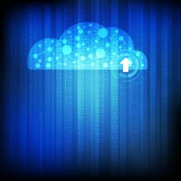 Vector : Cloud network with binary number on technology background 스톡 일러스트