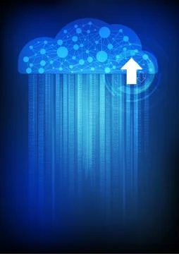 Vector : Cloud network with binary number on technology background Stock Illustration