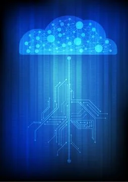 Vector : Cloud network with binary number on technology background イラスト素材