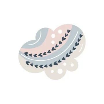 Vector cloud with rainbow in cartoon scandinavian style isolated on white Stock Illustration