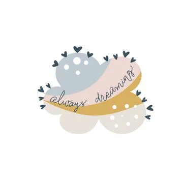 Vector cloud with rainbow in cartoon scandinavian style isolated on white Stock Illustration