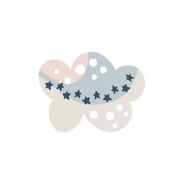 Vector cloud with rainbow in cartoon scandinavian style isolated on white 스톡 일러스트