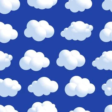 Vector Cloud seamless pattern. Natural air with fluffy cloudscape, atmosphere Stock Illustration