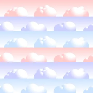 Vector Cloud seamless pattern. Natural air with fluffy cloudscape, atmosphere Illustrazione stock
