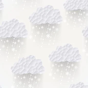 Vector cloud seamless pattern with snowflakes, hipster background made of tri Stock Illustration