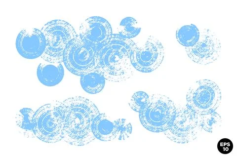 Vector cloud set. Dry brush hand drawn artistic cloud shapes composed with ci Stock Illustration