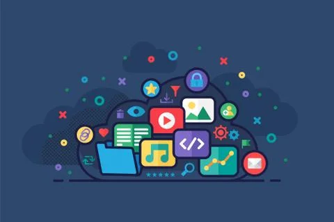 Vector Cloud Storage Concept Illustration Stock Illustration