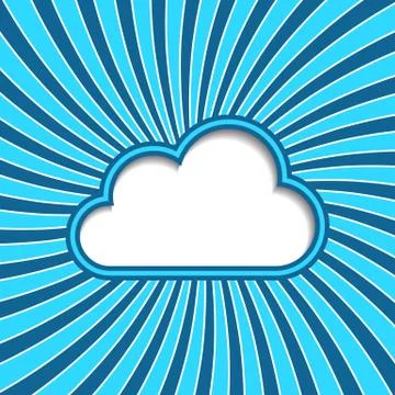 Vector cloud text place on blue sun rays background Illustrazione stock