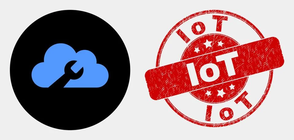 Vector Cloud Wrench Icon and Distress Iot Stamp Stock Illustration