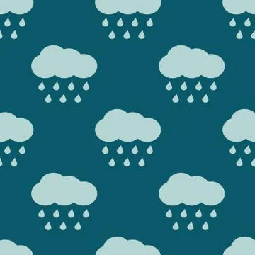Vector clouds and rain weather seamless pattern イラスト素材