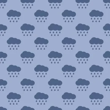 Vector clouds and rain weather seamless pattern 库存插图