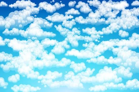 Vector clouds. Cartoon clouds. Illustration on blue background for design Stock Illustration
