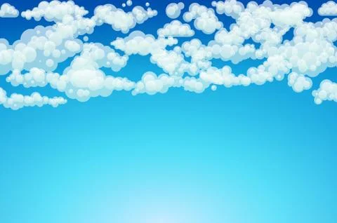Vector clouds. Cartoon clouds. Illustration on blue background for design Illustrazione stock