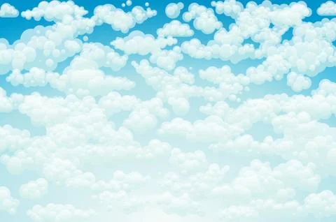 Vector clouds. Cartoon clouds. Illustration on blue background for design Stock Illustration
